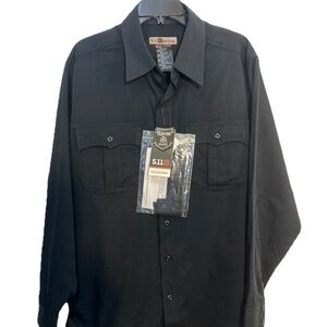 5.11 Tactical Flex - Tac Poly Wool Black Shirt L Large Teflon faded resistant